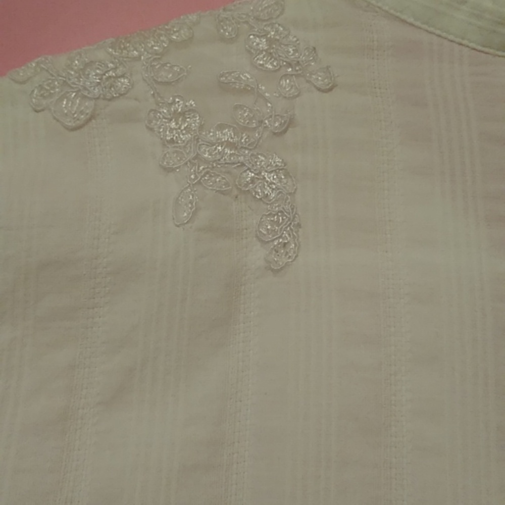 Krazy Kat 100% Cotton White Blouse Front Pintucks Appliques - Picture 13 of 15